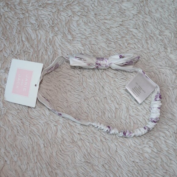Janie and Jack Baby Floral Bow Soft Headband White Purple, New With Tags, NWT - Picture 5 of 5